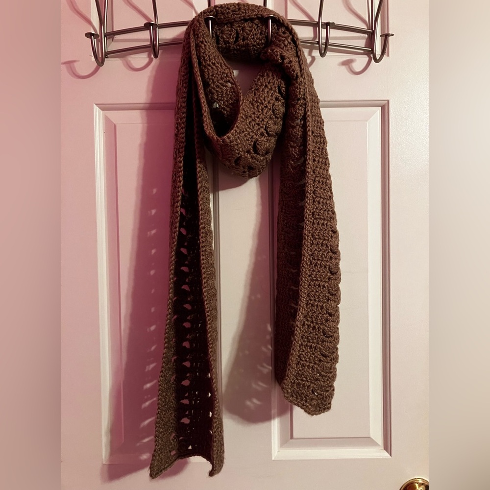 Brown Crochet Scarf, Handmade 🧣